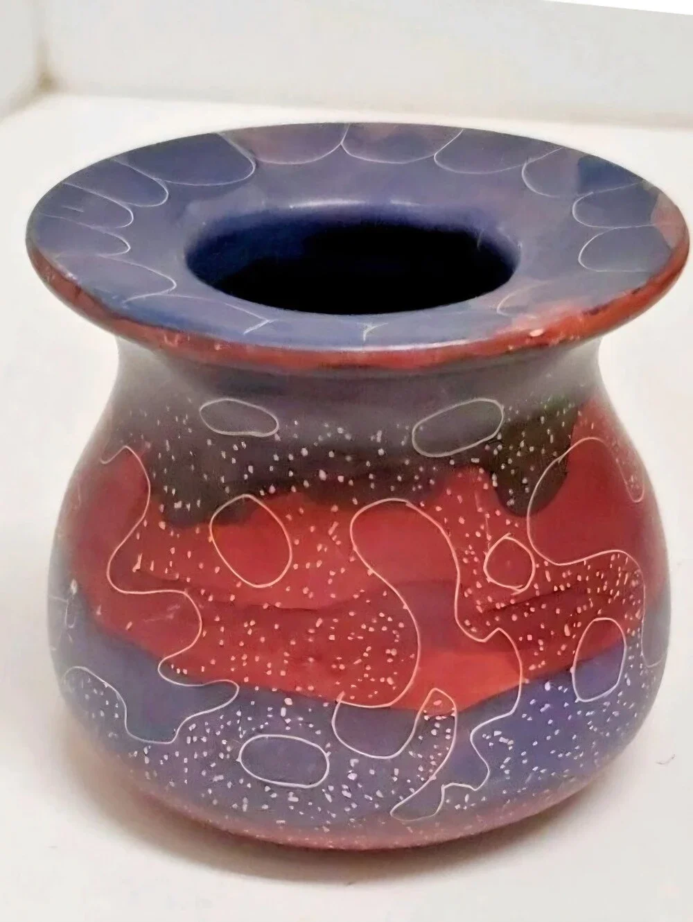 African Kisil Siapstone Mini Vase Hand Carved & Dyed by Kenyan Artisans 2.5